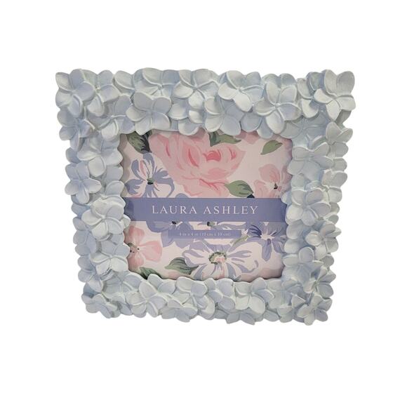 Laura Ashley Blue Picture Frame Textured Resin Floral 4 X 4 Baby Shower Bridal - Picture 1 of 5